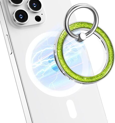 Magnetic Phone Ring for MagSafe,Phone Grip Kickstand,Ring Holder Stand Compatible with iPhone 17 16 15 14 13 12 Pro Max Plus and Phone Case - Blue Transparent Glitter in Saudi Arabia