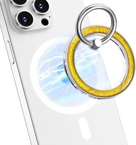 Magnetic Phone Ring for MagSafe,Phone Grip Kickstand,Ring Holder Stand Compatible with iPhone 17 16 15 14 13 12 Pro Max Plus and Phone Case - Blue Transparent Glitter in Saudi Arabia