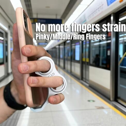 2 Pcs Finger Holder for Phone, Ergonomic Design Stand for Mobile Phone, 2 Holes Little Pinky and Ring Finger Grip Strap Holder for Hand, Portable Pinky Saver for Cellphone(White, Green) in Kuwait