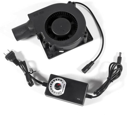 120mm x 32mm Dual Ball Blower Fan 12V with 110v - 240v AC Plug Variable Speed Controller - High Velocity Squirrel Cage Fans for DIY Cooling Projects, BBQ, Drum Smoker in Kuwait