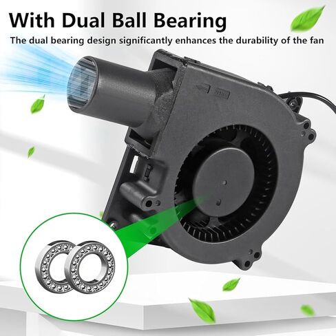 120mm x 32mm Dual Ball Blower Fan 12V with 110v - 240v AC Plug Variable Speed Controller - High Velocity Squirrel Cage Fans for DIY Cooling Projects, BBQ, Drum Smoker in Kuwait