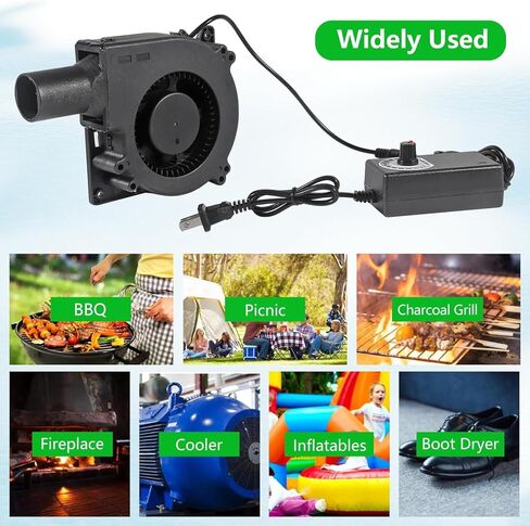 120mm x 32mm Dual Ball Blower Fan 12V with 110v - 240v AC Plug Variable Speed Controller - High Velocity Squirrel Cage Fans for DIY Cooling Projects, BBQ, Drum Smoker in Kuwait