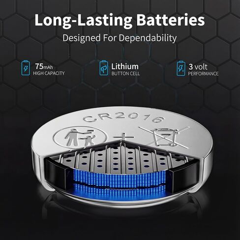بطارية ليثيوم NICEBATT CR2016 3 فولت مكونة من 6 قطع، طاقة طويلة الأمد لمفتاح Fob والساعة والآلة الحاسبة والمزيد in Kuwait