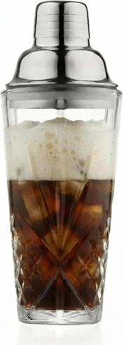 شاكر كوكتيل كريستال بغطاء ذهبي 15oz، زجاج خالٍ من الرصاص مع مصفاة فولاذية رقم 304، أدوات بار مانعة للتسرب لنادل المنزل in Saudi Arabia