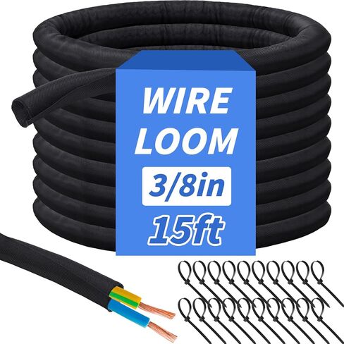 30FT Split Braided Sleeve Cable Management, 1/4 Inch Wire Loom Tubing Cord Protector Self-Wrapping, Flexible Cable Sleeve Cord Management for Automotive TV Computer Electrical Cable Protection in Saudi Arabia