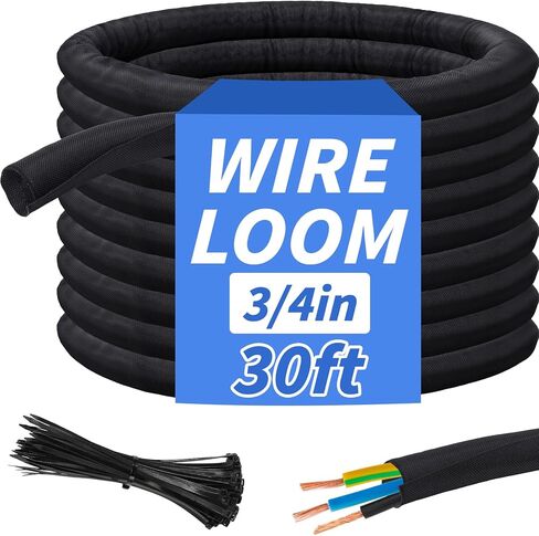 30FT Split Braided Sleeve Cable Management, 1/4 Inch Wire Loom Tubing Cord Protector Self-Wrapping, Flexible Cable Sleeve Cord Management for Automotive TV Computer Electrical Cable Protection in Saudi Arabia