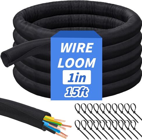 30FT Split Braided Sleeve Cable Management, 1/4 Inch Wire Loom Tubing Cord Protector Self-Wrapping, Flexible Cable Sleeve Cord Management for Automotive TV Computer Electrical Cable Protection in Saudi Arabia