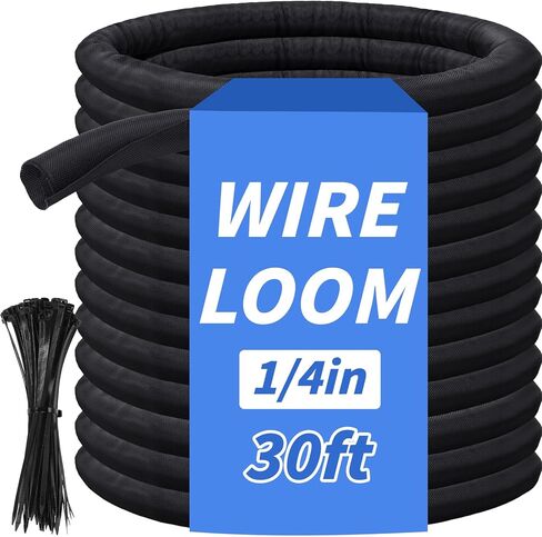 30FT Split Braided Sleeve Cable Management, 1/4 Inch Wire Loom Tubing Cord Protector Self-Wrapping, Flexible Cable Sleeve Cord Management for Automotive TV Computer Electrical Cable Protection in Saudi Arabia