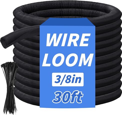 30FT Split Braided Sleeve Cable Management, 1/4 Inch Wire Loom Tubing Cord Protector Self-Wrapping, Flexible Cable Sleeve Cord Management for Automotive TV Computer Electrical Cable Protection in Saudi Arabia