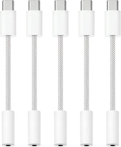 محول سماعة رأس USB-C إلى 3.5 مم - HiFi متوافق مع Apple iPhone 17 16 15 Galaxy S25 S24 S23 S22 S21 Plus Pro Max Ultra Pixel iPad - النوع C إلى Aux Cord Jack Dongle مضفر من النايلون in Kuwait