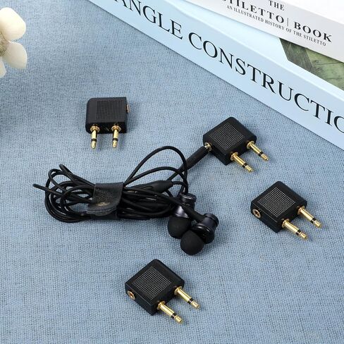 4 Pcs Airplanes Flight Headphone Adapters Airplane Headphone Adapter Dual 3.5mm Male to 3.5mm Female Gold Plated Airplane Audio Adapter for Airline Entertainment Systems in Kuwait