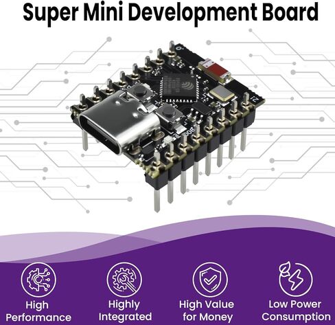 4 قطع ESP32-C3 لوحة تطوير صغيرة للغاية | شريحة واي فاي مدمجة بليه 5.0 | لوحة أساسية عالية الأداء بتردد 160 ميجا هرتز | لمشاريع الإلكترونيات والروبوتات التفاعلية in Kuwait
