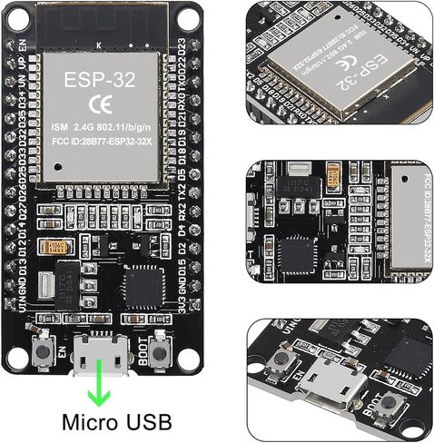 1 مجموعة ESP-WROOM-32 ESP32 ESP-32S 30 Pin مجلس تطوير واجهة Micro USB WiFi ESP-WROOM-32 مع ESP32 Breakout Board Shield محول طرفي 30Pin in Kuwait