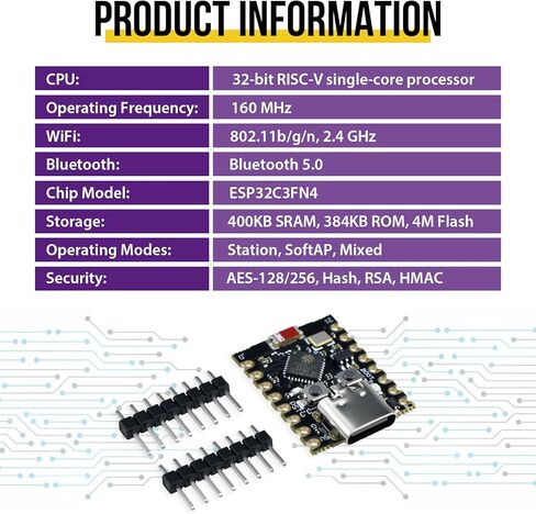 4 قطع ESP32-C3 لوحة تطوير صغيرة للغاية | شريحة واي فاي مدمجة بليه 5.0 | لوحة أساسية عالية الأداء بتردد 160 ميجا هرتز | لمشاريع الإلكترونيات والروبوتات التفاعلية in Kuwait