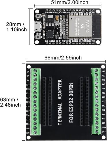 1 مجموعة ESP-WROOM-32 ESP32 ESP-32S 30 Pin مجلس تطوير واجهة Micro USB WiFi ESP-WROOM-32 مع ESP32 Breakout Board Shield محول طرفي 30Pin in Kuwait