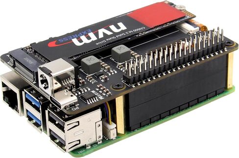Geekworm X1001-Max PCIe 3.0 M.2 NVMe HAT for Raspberry Pi 5, Dual 120W PD/DC 9-20V 8A Power Input, Supports AI Accelerator & Large Capacity SSD in Kuwait
