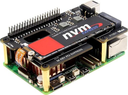 Geekworm X1001-Max PCIe 3.0 M.2 NVMe HAT for Raspberry Pi 5, Dual 120W PD/DC 9-20V 8A Power Input, Supports AI Accelerator & Large Capacity SSD in Kuwait