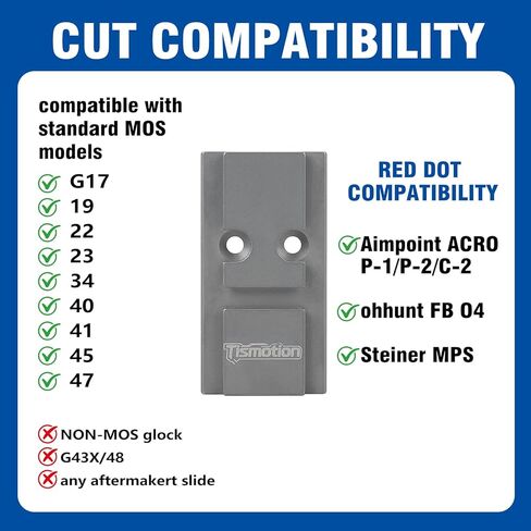 Adapter Plate for Glock 17 19 MOS Compatible with Aimpoint ACRO P-1/P-2/C-2, Ohhunt FB O4 (Titanium) in Kuwait