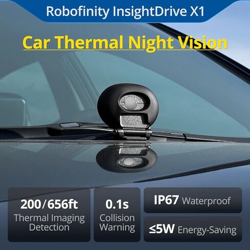 كاميرا InsightDrive الحرارية للسيارة، كاميرا قياس تعمل بالأشعة تحت الحمراء مع خاصية اكتشاف 656 قدم وتنبيه اصطدام الغزلان، نظام رؤية ليلية للسيارة للسلامة على الطرق الوعرة والطرق السريعة in Kuwait