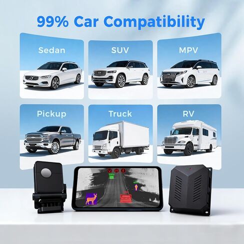 كاميرا InsightDrive الحرارية للسيارة، كاميرا قياس تعمل بالأشعة تحت الحمراء مع خاصية اكتشاف 656 قدم وتنبيه اصطدام الغزلان، نظام رؤية ليلية للسيارة للسلامة على الطرق الوعرة والطرق السريعة in Kuwait
