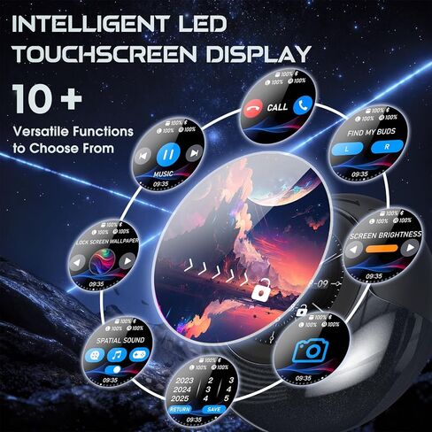 TRAUSI Wireless Earbuds with Smart Touch Screen & 180° Rotating Case – Bluetooth 5.4 Headphones, Noise Cancelling Ear Buds, Stress Relief Design Earphones in Kuwait