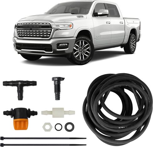 نظام غسيل الكاميرا الخلفية ClearVU يناسب 2019-2026 RAM 1500/2500/3500 | تركيب DIY كامل | أنابيب متينة لدرجات الحرارة العالية والمنخفضة | تنظيف مريح للعدسات | صنع في الولايات المتحدة الأمريكية in Kuwait