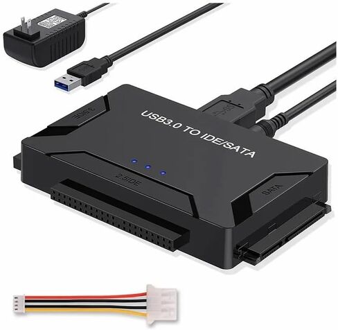 SATA/IDE to USB 3.0 Adapter for Hard Drive, 2.5/3.5 Inch HDD/SSD USB-C Reader with Power Supply, Universal Hard Drive Adapter for Data Recovery & Transfer in Kuwait