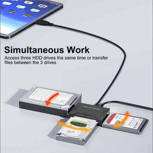 SATA/IDE to USB 3.0 Adapter for Hard Drive, 2.5/3.5 Inch HDD/SSD USB-C Reader with Power Supply, Universal Hard Drive Adapter for Data Recovery & Transfer in Kuwait