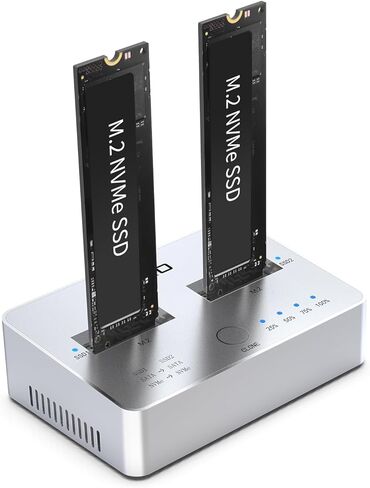 AOKO M.2 NVMe & SATA SSD Cloner,M.2 Duplicator 2-Bay NVMe Reader/Enclosure,SSD to USB Adapter M.2 Docking Station for M KeyPCIE NVMe SSD and B&M Key SATA SSD（NGFF）,Offline Cloning, Tool-Free in Kuwait