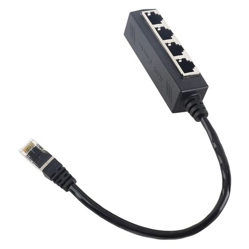 Sanpyl Ethernet Adapter Excellent Connection Smooth Transmission 1 to 4 Port Cable Adapter for RJ45 Splitter, Ideal for ADSL, Router ABS Black 1pc in Kuwait