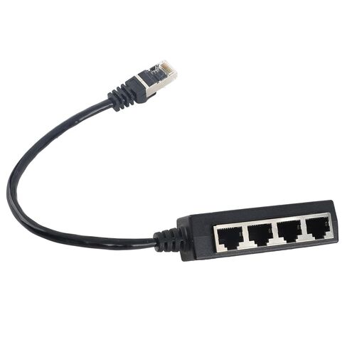 Sanpyl Ethernet Adapter Excellent Connection Smooth Transmission 1 to 4 Port Cable Adapter for RJ45 Splitter, Ideal for ADSL, Router ABS Black 1pc in Kuwait