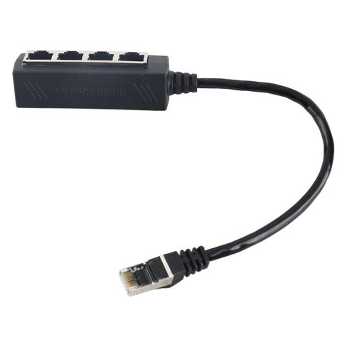 Sanpyl Ethernet Adapter Excellent Connection Smooth Transmission 1 to 4 Port Cable Adapter for RJ45 Splitter, Ideal for ADSL, Router ABS Black 1pc in Kuwait