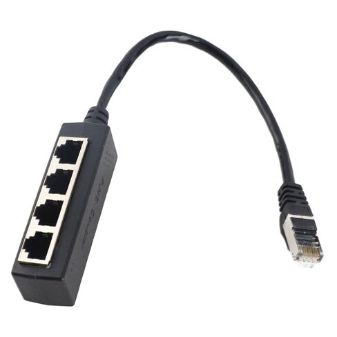 Sanpyl Ethernet Adapter Excellent Connection Smooth Transmission 1 to 4 Port Cable Adapter for RJ45 Splitter, Ideal for ADSL, Router ABS Black 1pc in Kuwait