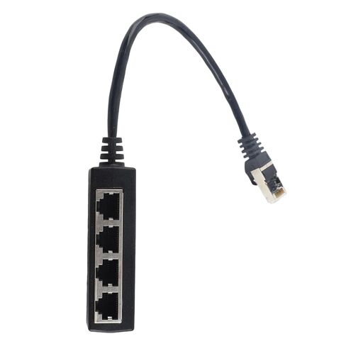 Sanpyl Ethernet Adapter Excellent Connection Smooth Transmission 1 to 4 Port Cable Adapter for RJ45 Splitter, Ideal for ADSL, Router ABS Black 1pc in Kuwait