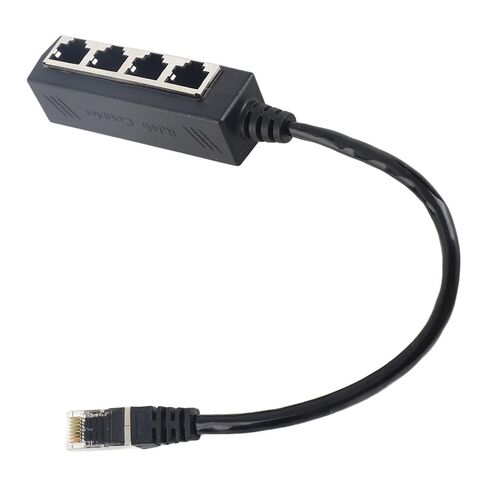 Sanpyl Ethernet Adapter Excellent Connection Smooth Transmission 1 to 4 Port Cable Adapter for RJ45 Splitter, Ideal for ADSL, Router ABS Black 1pc in Kuwait