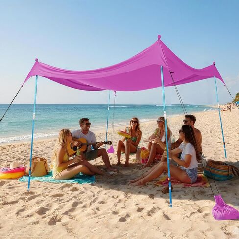 CROWN SHADES 7x7 Beach Tent Sun Shelter، من السهل المنبثقة الظل مظلة الشاطئ، المحمولة في الهواء الطلق Carpas UPF50+، ويشمل 2 أقطاب الألومنيوم قابل للتعديل، مجرفة رملية كبيرة جدا، الفيروز in Kuwait