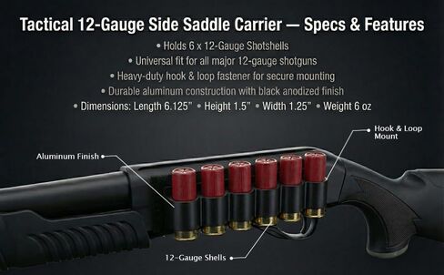 TRINITY 6-Round Aluminium 12 Gauge Shell حامل لستيفنز 320 - حامل ذخيرة مثبت على الجانب مع مشبك وحلقة تثبيت - مجموعة معدات الصيد in Kuwait