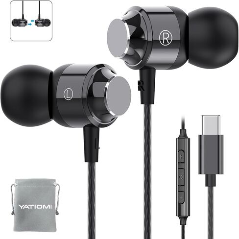 USB C Headphones for Samsung Galaxy S24 S23Ultra FE S22, USB C Earphones Wired with Mic Stereo Type C Headphones Magnetic in-Ear Type C Earbuds for Galaxy A55 A16 A35 ipad iPhone 16 15 in Kuwait