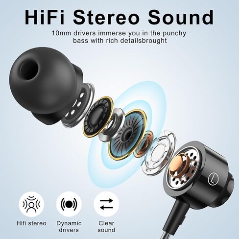 USB C Headphones for Samsung Galaxy S24 S23Ultra FE S22, USB C Earphones Wired with Mic Stereo Type C Headphones Magnetic in-Ear Type C Earbuds for Galaxy A55 A16 A35 ipad iPhone 16 15 in Kuwait