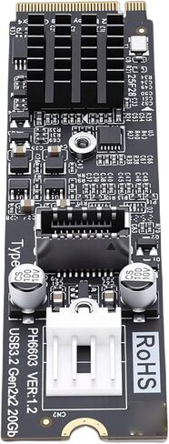 20Gbps Type E USB 3.2 Front Panel Socket to NVME M Key Express Card Adapter, PCIe to Type E Adapter with ASM3242 Chipset, Ideal for Motherboard in Kuwait
