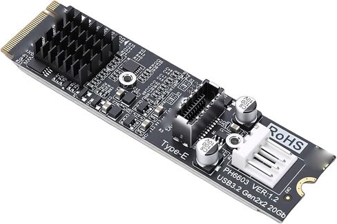 20Gbps Type E USB 3.2 Front Panel Socket to NVME M Key Express Card Adapter, PCIe to Type E Adapter with ASM3242 Chipset, Ideal for Motherboard in Kuwait