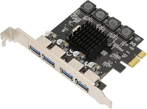 بطاقة توسيع SUNGOOYUE PCIE إلى USB، 4 منافذ USB 3.0 بسرعة 5 جيجابت في الثانية عالية السرعة ذاتية التشغيل PCI Express مع حماية التيار الزائد، للكمبيوتر المكتبي in Kuwait
