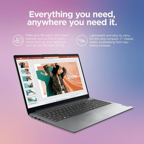 Lenovo IdeaPad 1 Student Laptop, Intel Dual Core Processor, 12GB RAM, 256GB SSD + 128GB eMMC, 15.6" FHD Display, 1 Year Office 365, W11H, Wi-Fi 6, SD Card Reader, Grey, Additional 1 Yr ADP in Kuwait