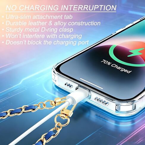 7 Pcs Cute Phone Wrist Strap Set - Gold Metal Chain Leather Wristlet for Cellphone, Lanyard Charm for iPhone Samsung, Anti-Drop Hand Strap for Women in Kuwait