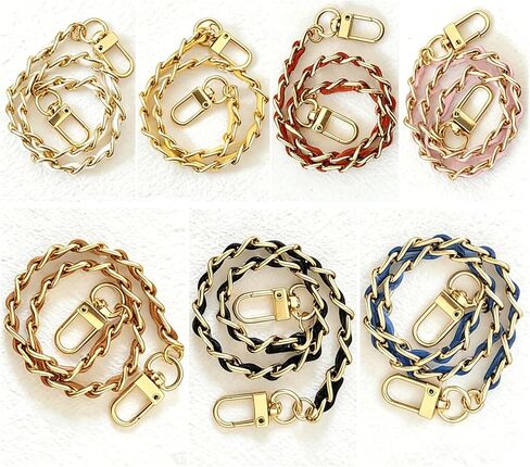 7 Pcs Cute Phone Wrist Strap Set - Gold Metal Chain Leather Wristlet for Cellphone, Lanyard Charm for iPhone Samsung, Anti-Drop Hand Strap for Women in Kuwait