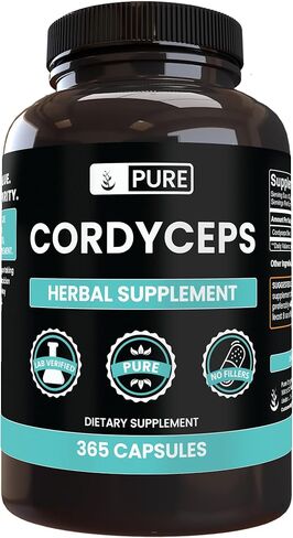 PURE ORIGINAL INGREDIENTS Cordyceps (730 Capsules) No Magnesium Or Rice Fillers, Always Pure, Lab Verified in Saudi Arabia