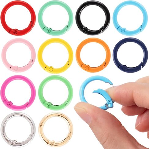 12 Pcs O Ring Clip, Spring O Ring, Alloy Round Carabiner, Colorful Circle Carabiner for Purse, Keychains, Handbags, Bag, DIY Crafts (12 Colors) in Kuwait