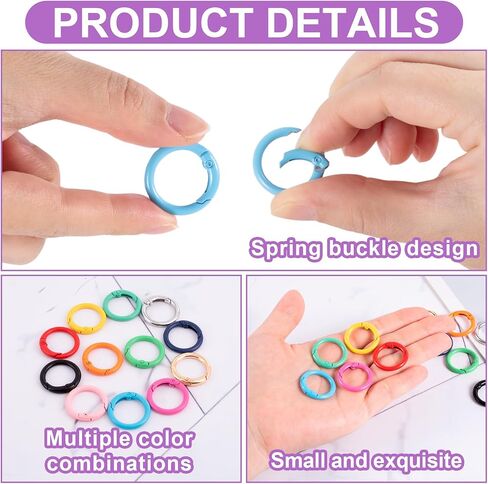 12 Pcs O Ring Clip, Spring O Ring, Alloy Round Carabiner, Colorful Circle Carabiner for Purse, Keychains, Handbags, Bag, DIY Crafts (12 Colors) in Kuwait