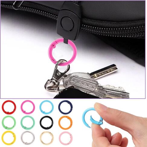 12 Pcs O Ring Clip, Spring O Ring, Alloy Round Carabiner, Colorful Circle Carabiner for Purse, Keychains, Handbags, Bag, DIY Crafts (12 Colors) in Kuwait