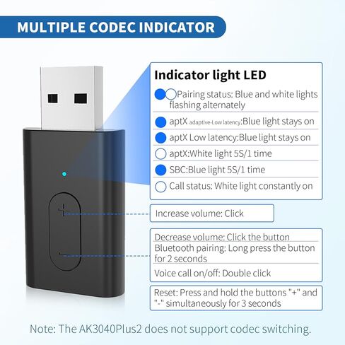 Bluetooth 5.3 Transmitter, APTX Adaptive APTX Low Latency Dual Device Connection,for PS5,PS4, Switch, PC, TV,Bluetooth Headphones (Plug Play) in Kuwait